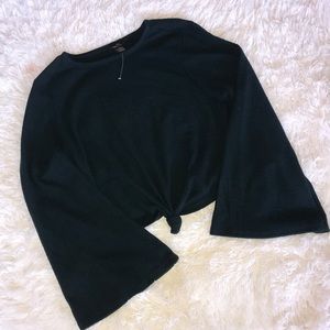 Forest green sweater crop top